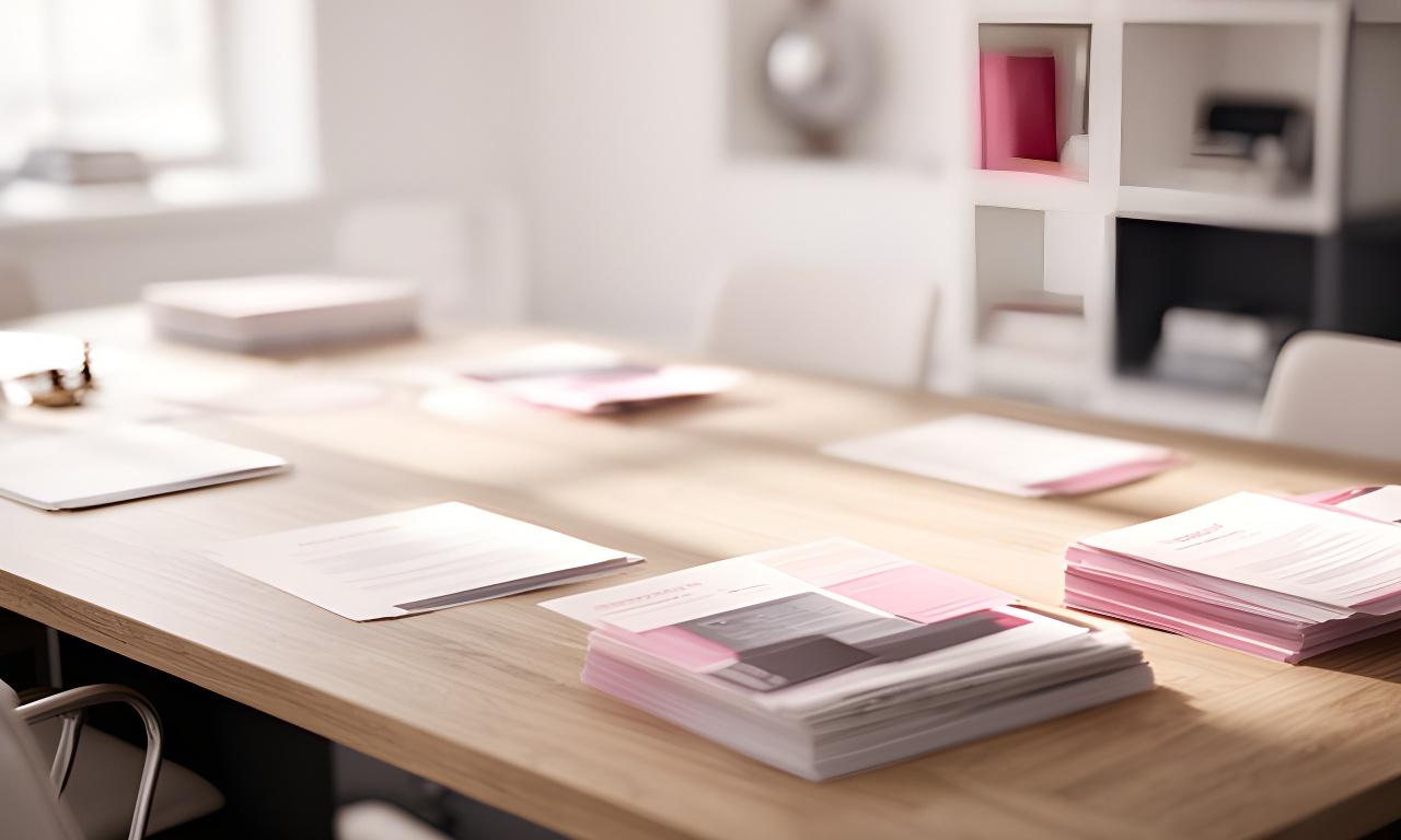 Sala luminosa de reuniones en un despacho de abogados con una mesa de madera, documentos ordenados y ambiente profesional